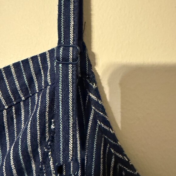 Old Navy Pinstripe Jumpsuit with adjustable straps and smocking in size Medium - Picture 5 of 7